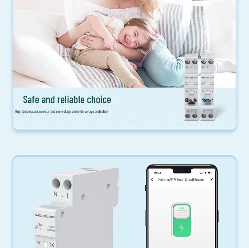 WiFi Tuya Smart Schutzschalter: Fernbedienung, Timer, Messung, Überstrom-/Überspannungsschutz und Alarmsystem.