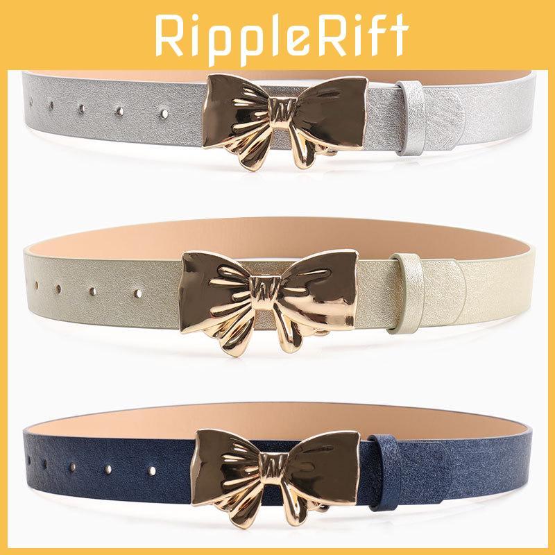 Bow Metal Knot Pu Leather Waist Belt Solid Color Waistband Women Fashion Gift