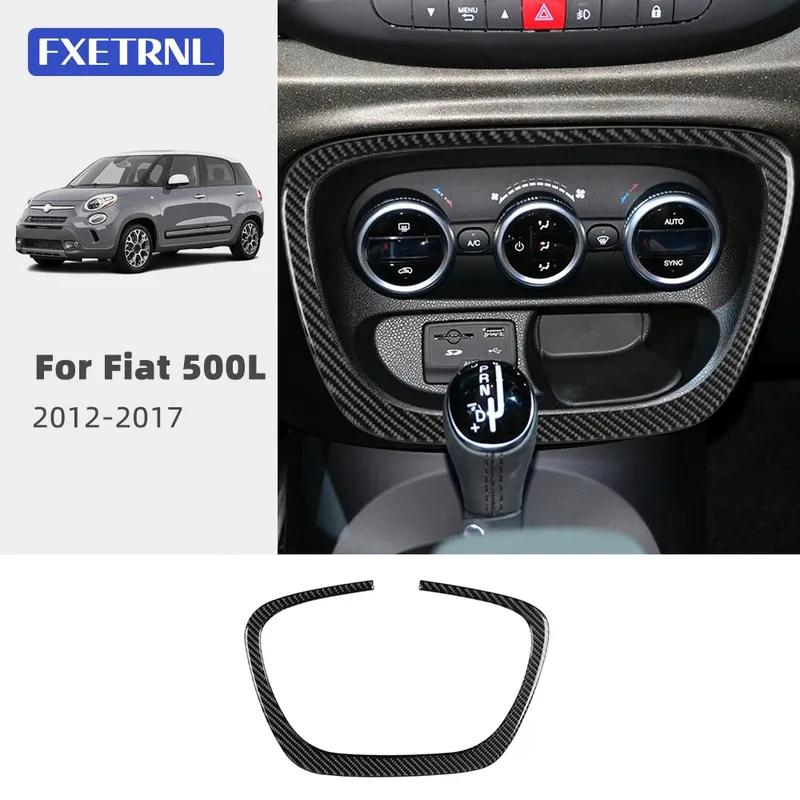 For Fiat 500L 2012 2013 2014 2015 2016 2017 LHD RHD Real Soft Carbon Fiber Car Central Control AC Inner Outer Frame Trim Sticker.