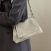 ins wind black pleated soft leather women's bag simple chain shoulder messenger bag Korean versatile large-capacity tote bag