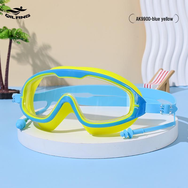 

Взрослые HD очки для плавания с линзами против запотевания и прикрепленными берушами - Большая оправа, Мягкий силикон, Унисекс очки для дайвинга