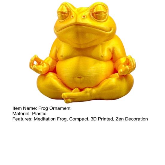 Zen Frog Ornament Frog Sitting In Meditation Figurine 3D Printed Desktop Frog Statue for Home Office Bookshelves Cabinet Decoration