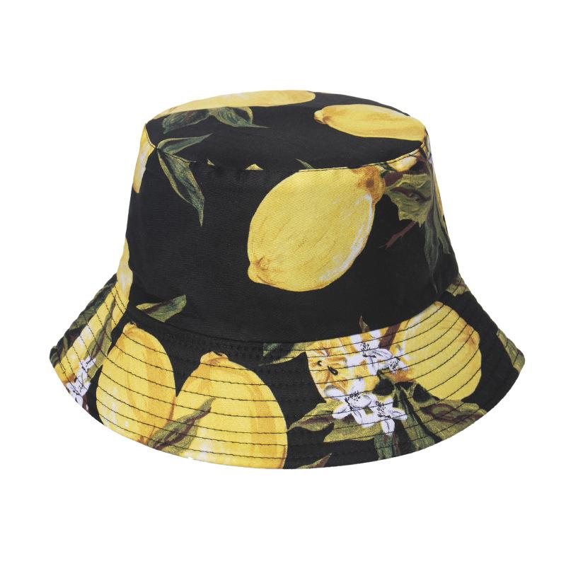 Style Tropical Black And White Leaf Flower Print Shade Doublesided Fisherman Hat