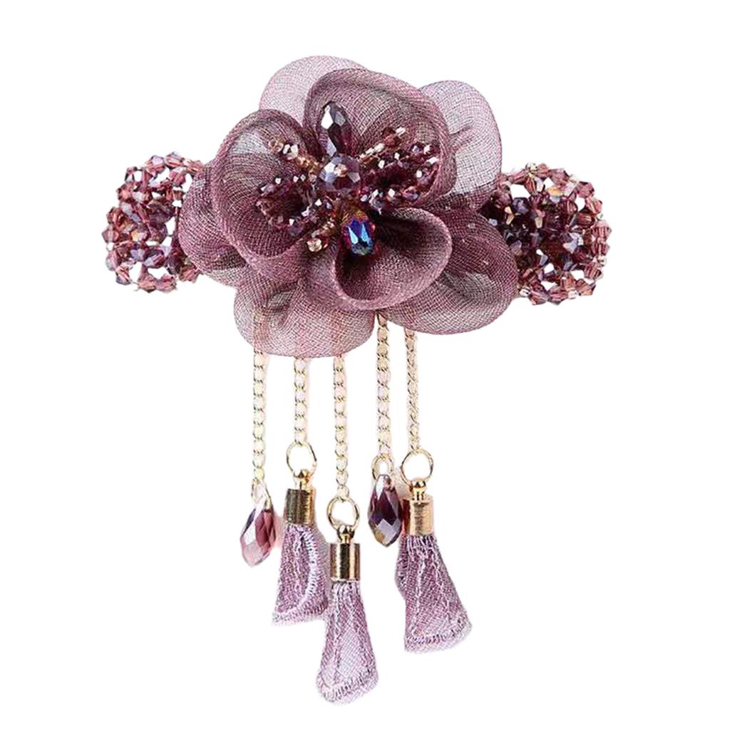 Chinese Styles Hair Pin Handmade Flower Hair Clip Long Tassels Women Hairpin for Ponytails and Various Hairstyles
