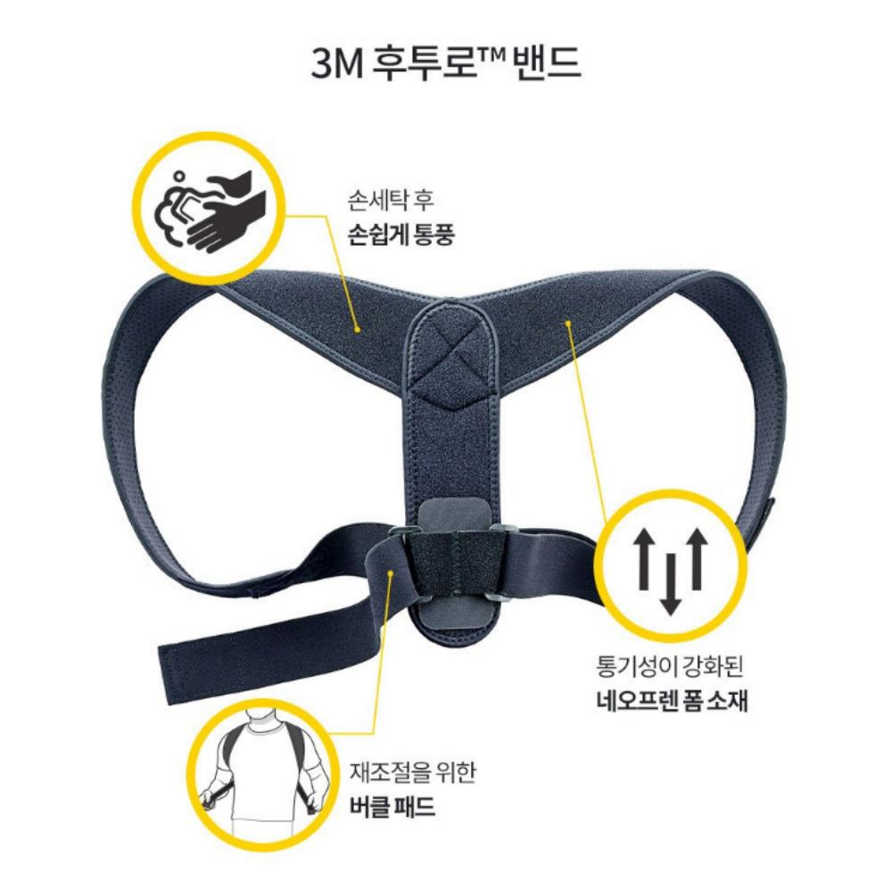 [3M] Futuro Posture Corrector Adjustable Shoulder And Back Support Black