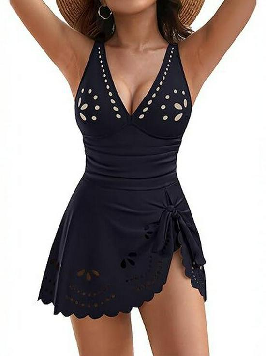 European Hollow Out One-Piece Swimsuit: Women's Slimming Sexy Skirted Bikini
