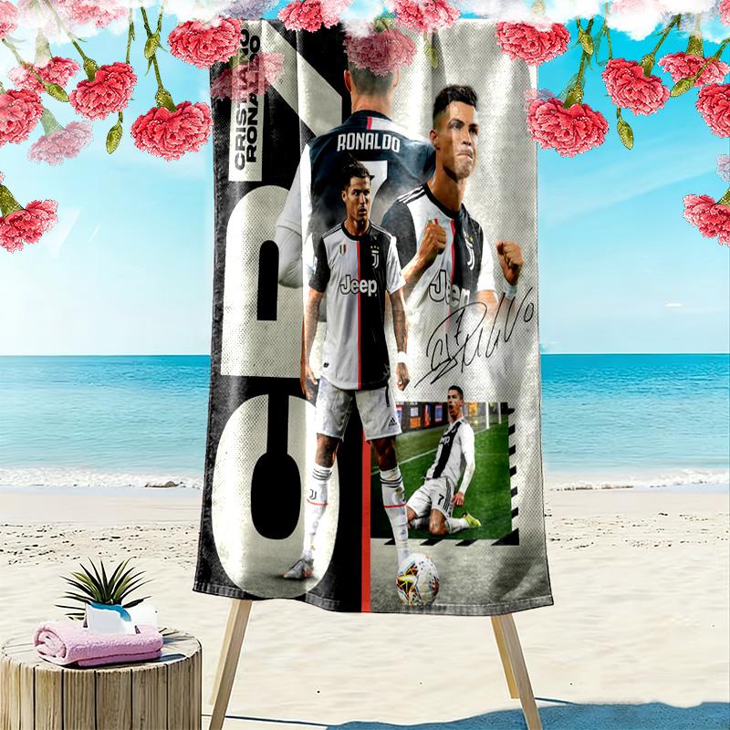 Cristiano Ronaldo: Asciugamano da spiaggia Legend Football Portatile per viaggi Campeggio all'aperto Asciugamano da bagno ad asciugatura rapida Assorbente Asciugamano da piscina all'aperto