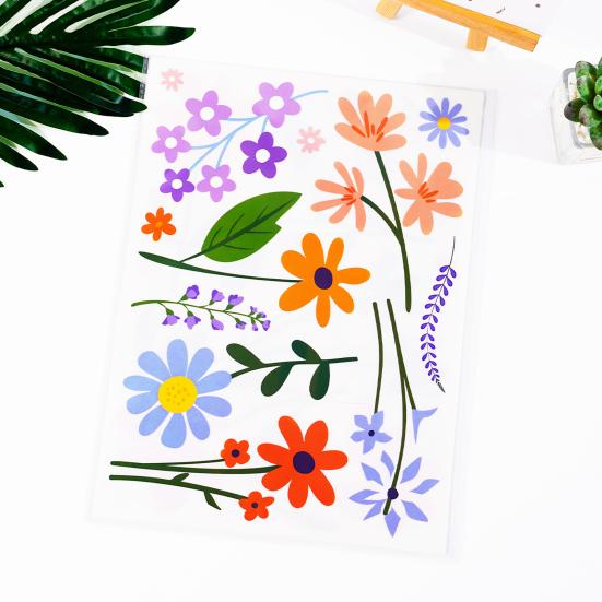 8 Sheets Flowers Wall Decals Watercolor Spring Floral Wall Sticker Colorful Peel And Stick Mural Wall Art for Home Bathroom Kitchen Decor