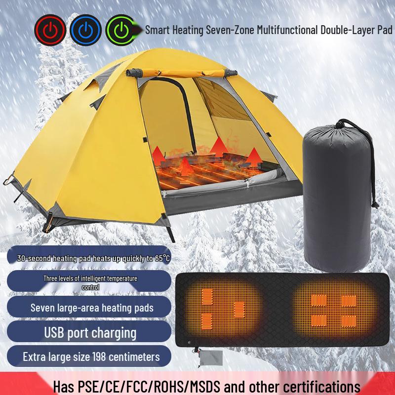 Tragbarer intelligenter beheizbarer Schlafsack: 7-teiliges Warmes Winterpolster für Beine und Füße, Ideal für Outdoor-Camping.