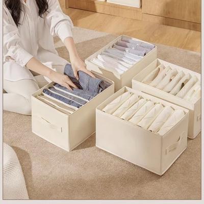 Oxford Fabric Collapsible Storage Box With Removable Dividers Clothes Pants Organizing In Closet Drawer