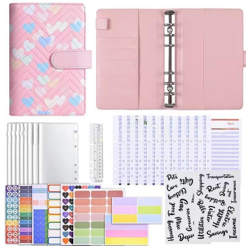 

A6 Pu Leather Binder Economy 6-Ring Notebook, Stylish Design, Personal Notebook Binder Cover, Can Be Used For Cash Budget Storag