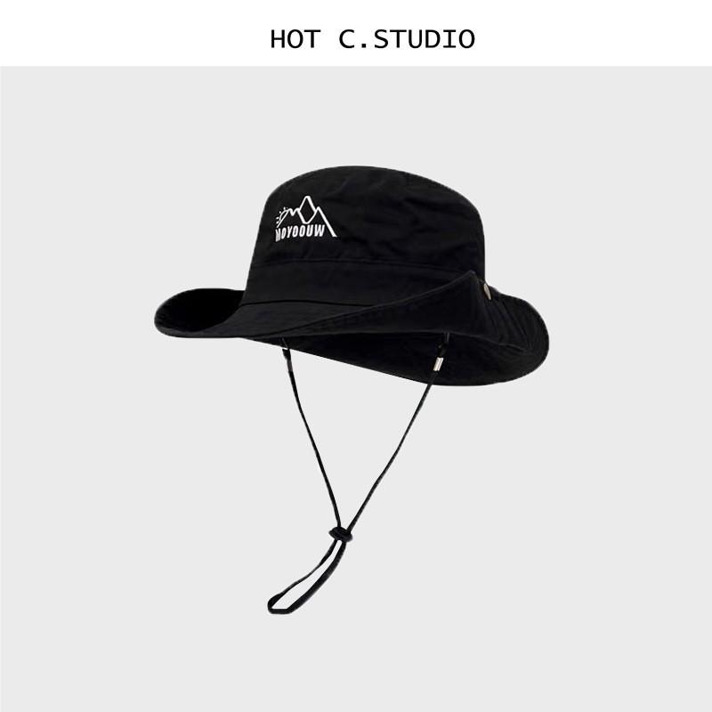 Unisex Wide Brim Cotton Sun Hat Hiking Fishing Camping Outdoor Travel UV Protection Adjustable чёрный