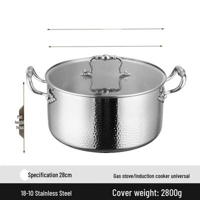 Zisiz 28cm Hammered 316 Stainless Steel Hot Pot