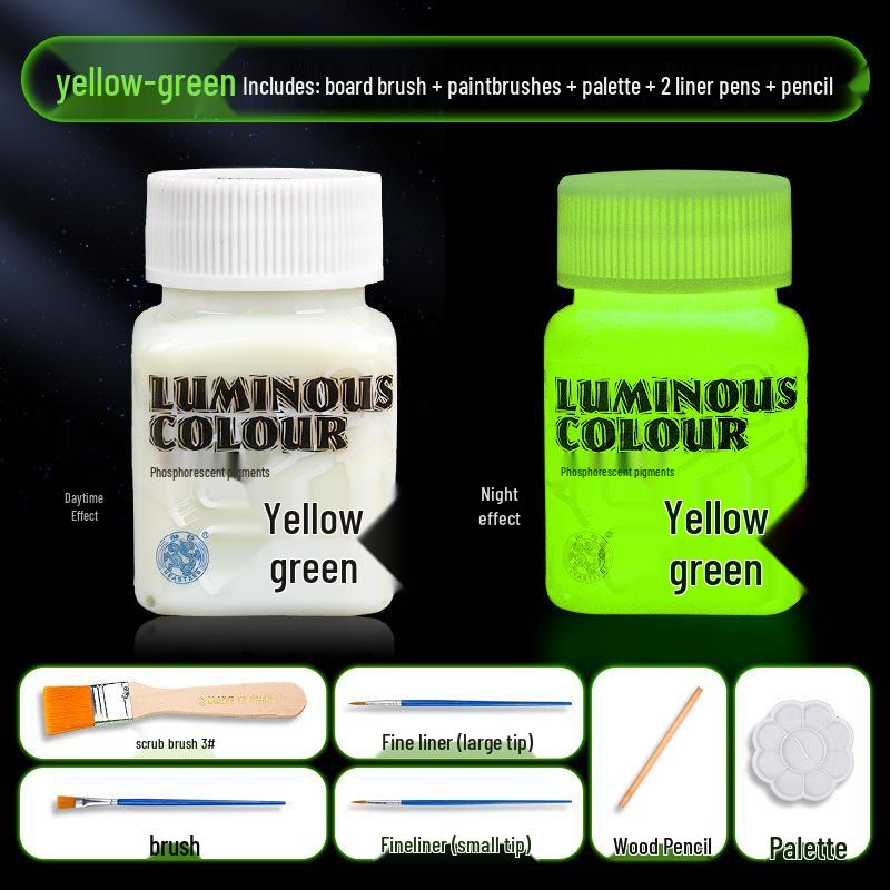 Glow-in-the-Dark Fluorescent Pigment Set for Kids - Perfect for DIY Clothes, Shoes, Plaster Dolls, and Hand-Painted Crafts!
