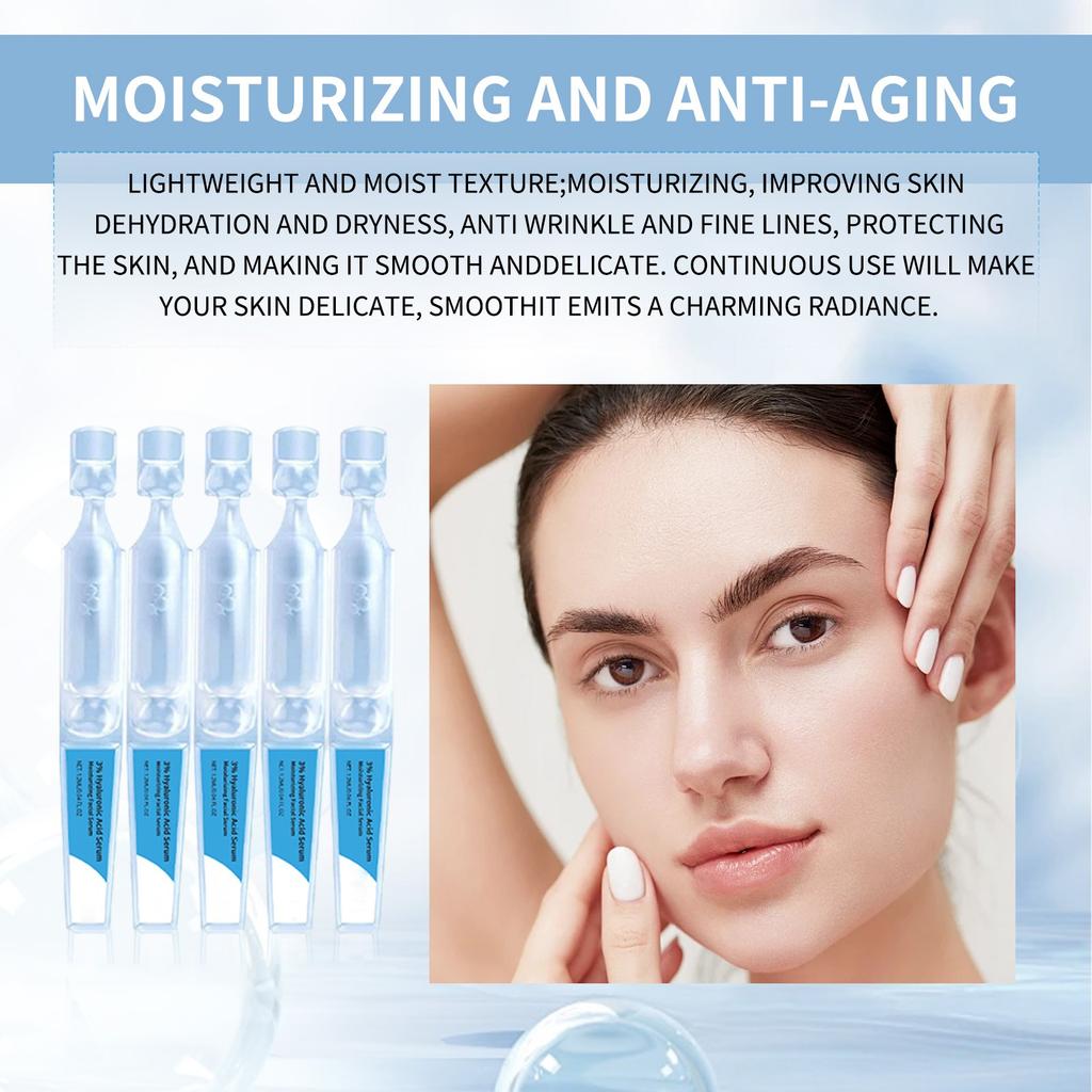 Hyaluronic Serum, Ultra Moisturizing Serum Firming And Brightening Moisturizing Facial Serum,1.2ML*5PCS