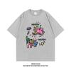 Pure Cotton Cartoon Angel Kitten Printed ShortSleeved TShirt Loose And Versatile Casual Couples Same Style Top