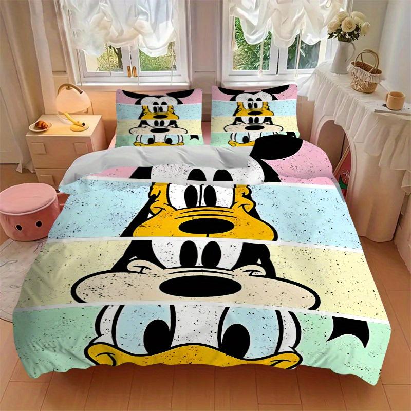 3pcs Mickey Mouse Printed Bedding Set, Breathable And Soft, Machine Washable, Christmas Gift, Suitable for Bedroom Decoration, 097