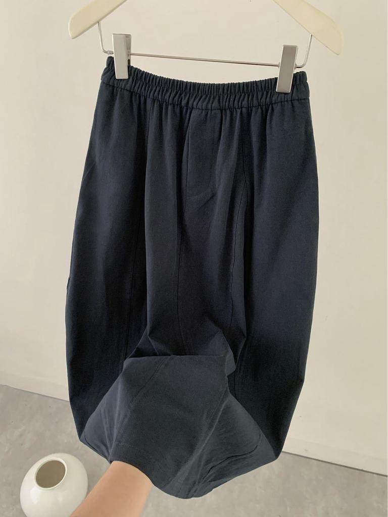 Pepper Patch Women's Elastic Waist Cotton Midi Skirt - Korean Style A-line for Spring/Summer