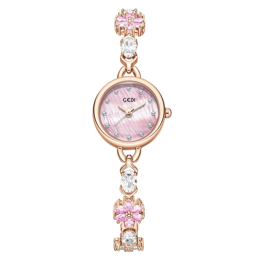 CQ471 Mode Sonnenblumenarmband Damenuhr Leichter Luxusschmuckstil Wasserdichte Quarz-Armbanduhren für Damen