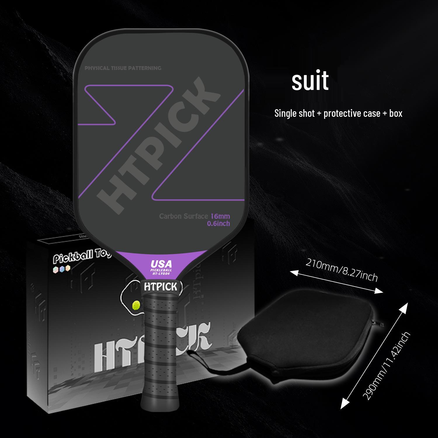 Carbon Fiber Pickleball Racket Set, Matte Gray, Professional Competition Level, Model T700, 16mm, 220g