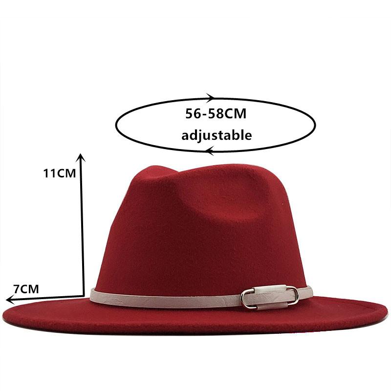 2020 New Sell Women Men Wool Felt Trilby Hats Belt Decor Retro Bowler Hat Panama Style Jazz Fedora Hats L/XL