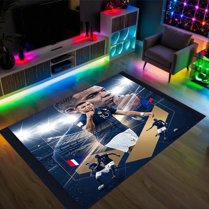 Tapis en Velours Cristal Design Kylian Mbappe Douillet Non ?Tapis imprimé antidérapant pour chambre, salon, entrée