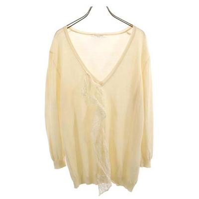 Long Sleeve V Neck Sweater 48 Beige Knit Women Used