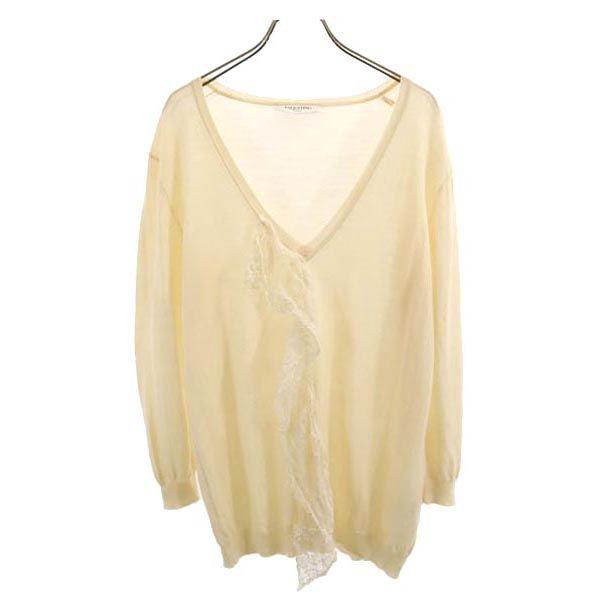 VALENTINO Long sleeve V neck sweater 48 beige knit Women Used