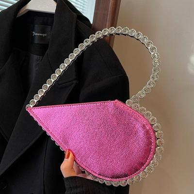 Premium Light Luxury Heart-Shaped Handbag Women'S Diamond-Encrusted Love Bag Rhinestone Dinner Bag