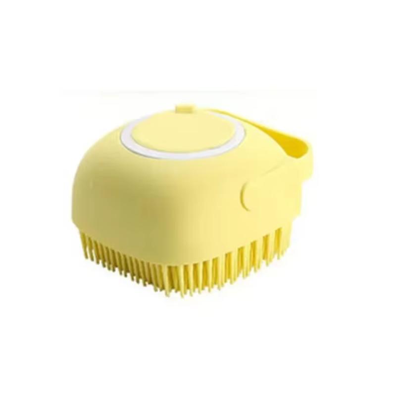 Dog Bathing Brush Pet Massage Brush Shampoo Dispenser Soft Silicone Brush Rubber Bristle for Dogs and Cats Shower Grooming Tool