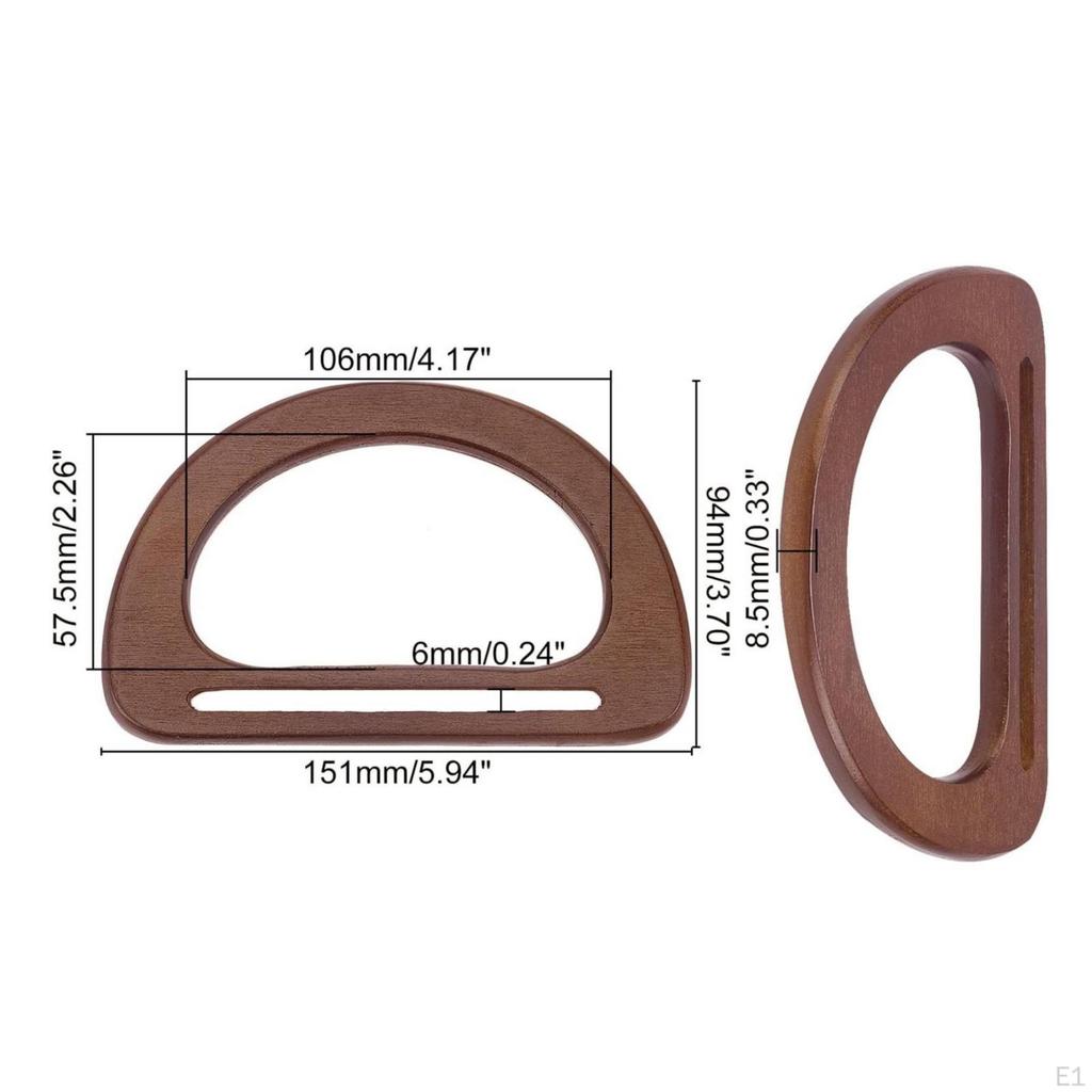 6 Pieces D-Shaped Purse Handle Sleek Bag with D Shape Wooden Handles for