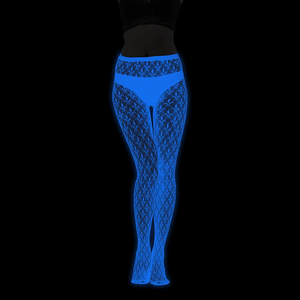 Night luminous leggings blue light pantyhose lace hollow luminous fishnet socks fluorescent sexy jacquard socks