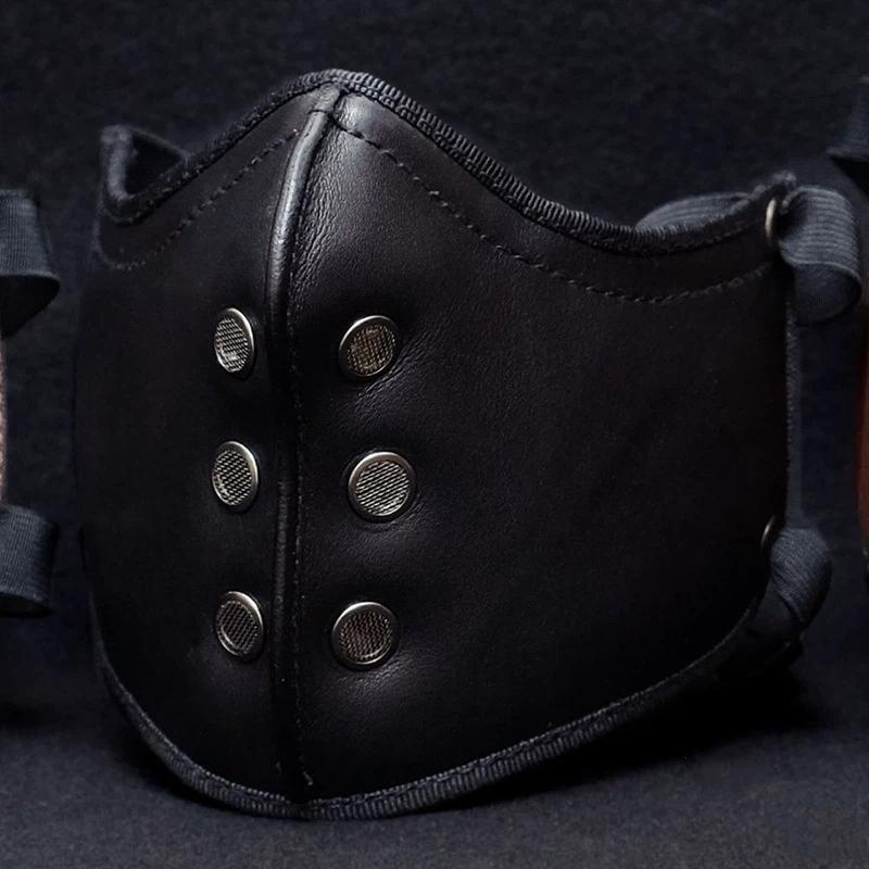 Motorrad Retro Maske PU Leder Vintage Reitmaske Schwarz Braun Punk Stil Für Outdoor Masken