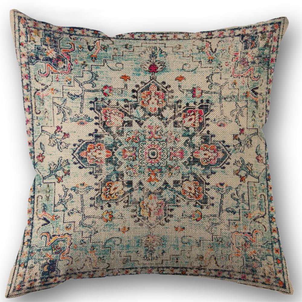 Bohemian Pillowcase Wedding Decorative Cotton Linen Pillow Case For Home Pillow Cover 45X45(One Sides)