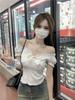 Women's Slim Fit Black Bow Shoulder Cropped T-shirt