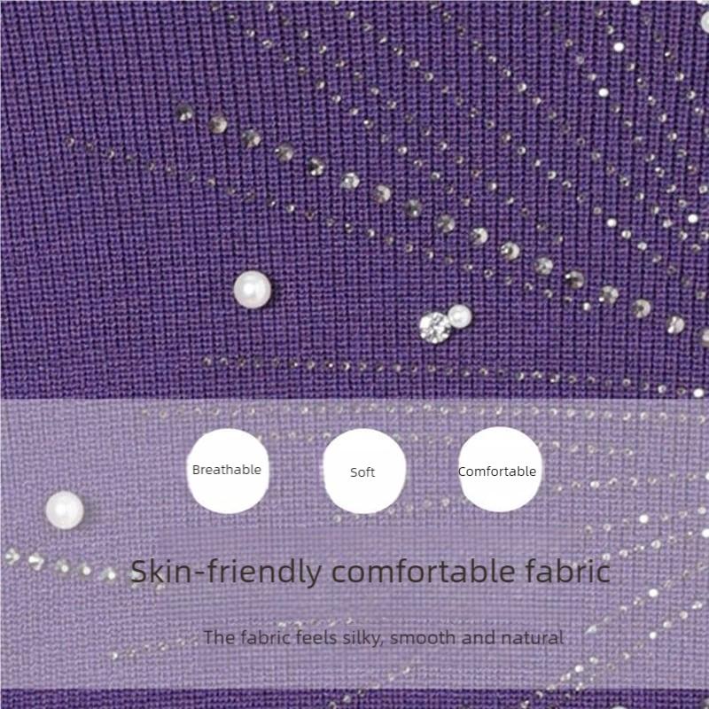 Autumn and Winter Women's V-Neck Sweater Solid Color Loose Beaded Sweater Plus Size Knitted Pullover Top