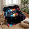Gaming Controller in Neon Storm Theme blanket Lightweight Warm Flannel Blanket Decorative Throw Blanket for Home Decoration