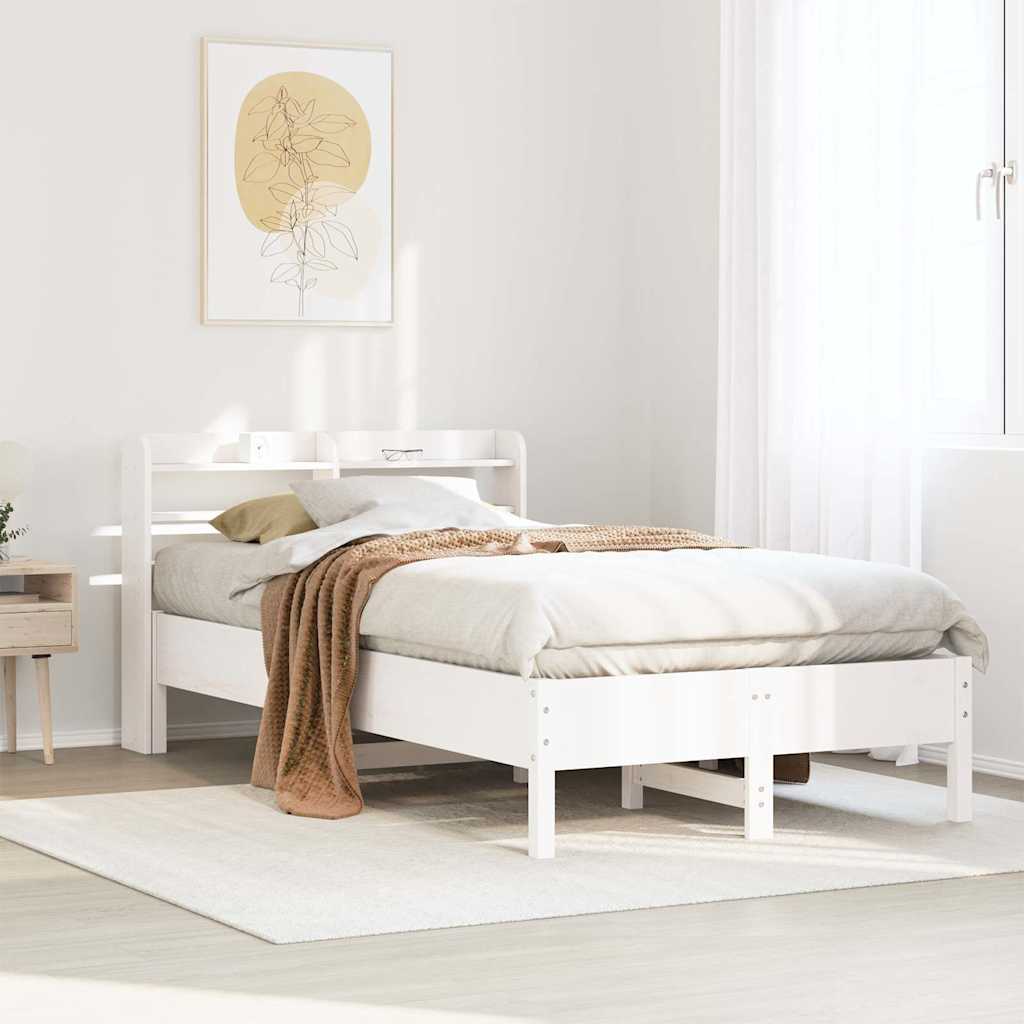 Solid Wood Bed without Mattress White 75 x 190 cm Pine Wood