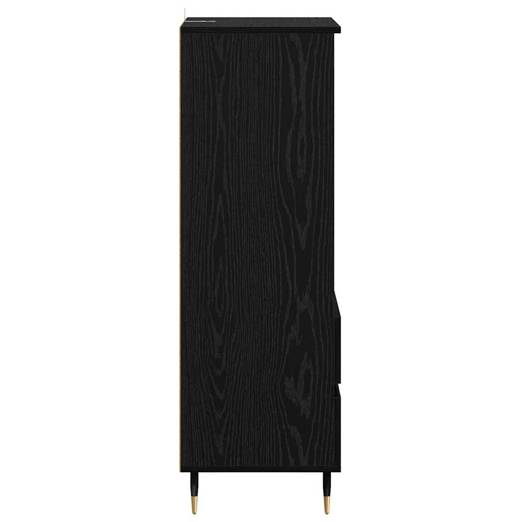 Highboard in Black Oak Look 40 x 36 x 110 cm Particleboard