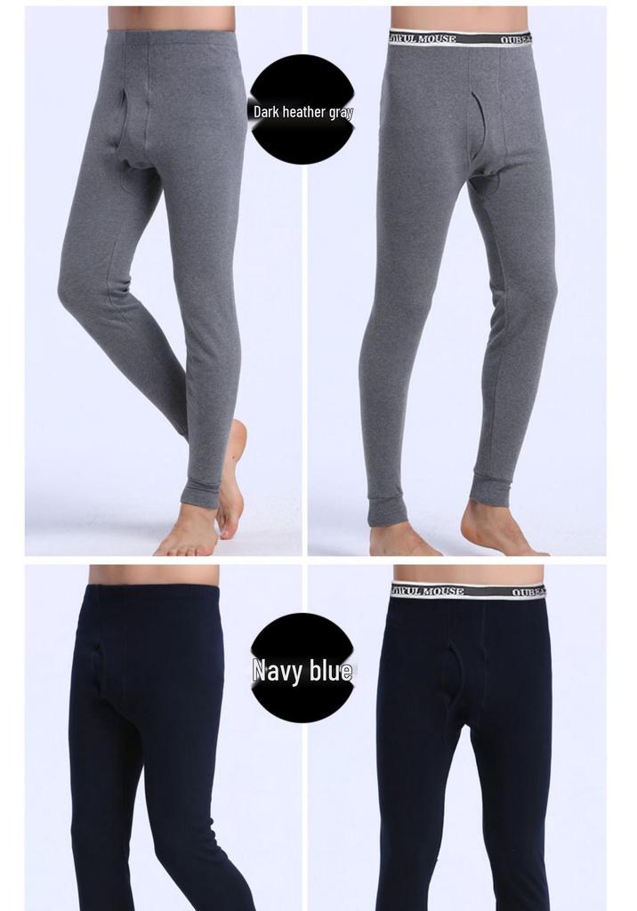 2025 Men's High-Waisted Pure Cotton Long Johns – Autumn/Winter Loose Base Layer for Middle-Aged & Elderly – Thin Warm Thread Pants