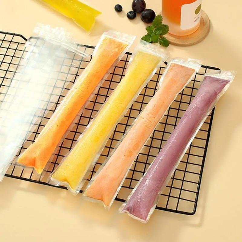 Disposable Popsicle Mold Bags BPA-Free Freezer Tubes with Zip Seals and Funnel  for Ice Pops Yogurt Juice Smoothies