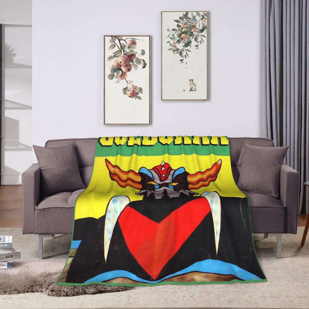 Super Warm Blanket Camping Goldorak Cartoon Throw Blanket  Flannel Bedspread For Bedroom Print Sofa Bed Cover