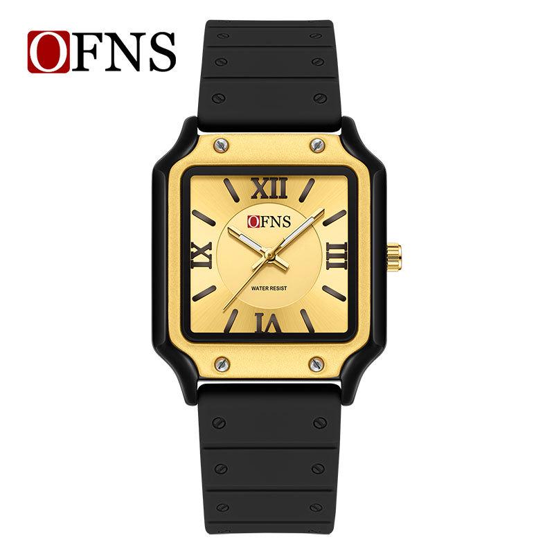 OFNS Fashionable Unisex Silent Luminous Silicone Sports Waterproof Quartz Wristwatch