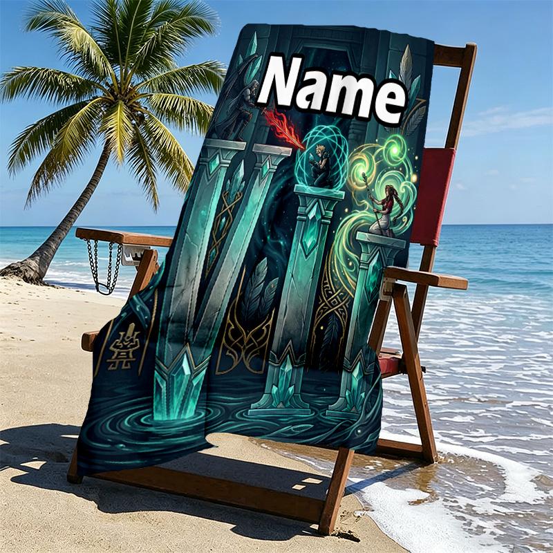 Custom Name Personalized Final Fantasy Print Beach Towel, for Trip Camping Beach Party Home Decor, Birthday Gift for Family & Friends