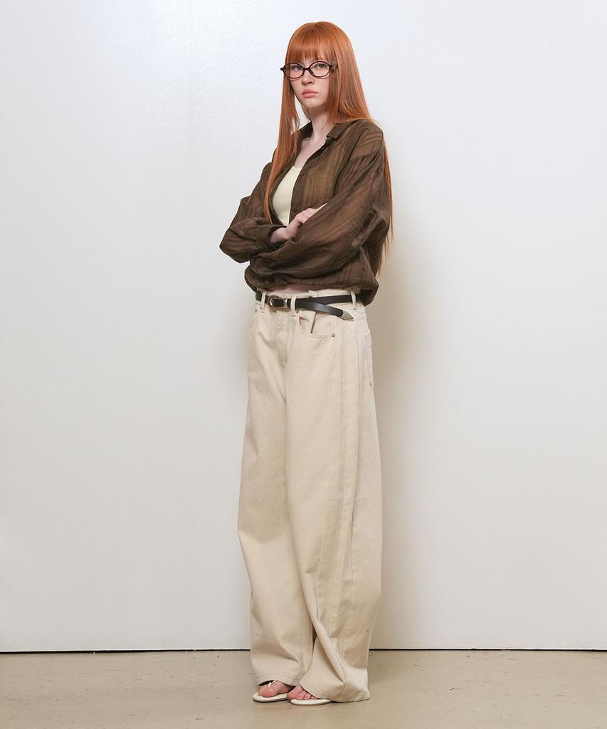 GENERALIDEA Summer Sheer Layered Blouson Shirt [Brown] / Gf2Lsh519