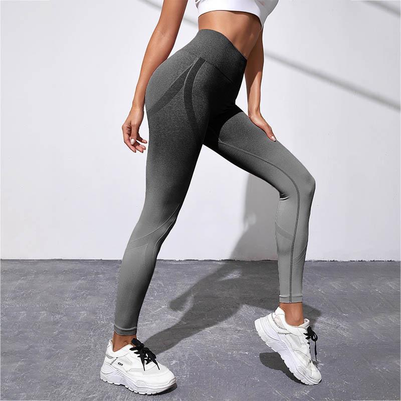 

Женские леггинсы для фитнеса с высокой талией и градиентом - быстросохнущие, бесшовные брюки для йоги для бега и тренировок Large