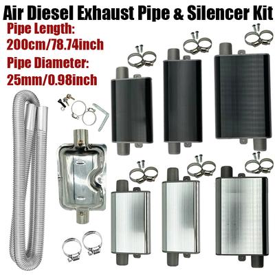 200cm Car Air Diesel Parking Heater Exhaust Pipe Tube Hose 24mm Air Filter Muffler Silencer With Clip For Webasto Eberspacher