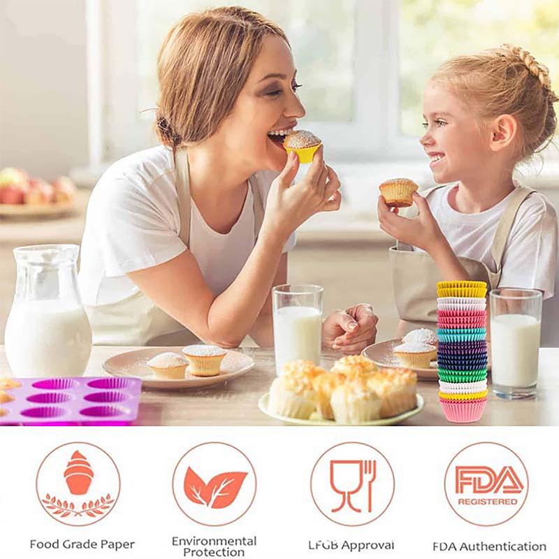 100 Stück Muffins Papier Cupcake Förmchen Backförmchen Hüllen Muffinförmchen Kuchenförmchen Dekorationswerkzeuge Küchen Kuchenwerkzeuge DIY
