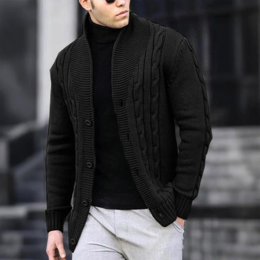 Giacca Calda Casual da Uomo Maglione Cardigan in Maglia Giacca da Uomo a Maniche Lunghe con Cerniera e Cavo