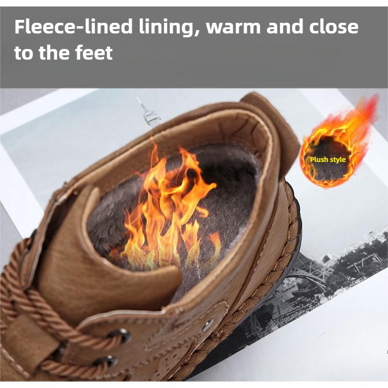 Men's Handmade Retro Leisure Shoes Large Size Casual Shoes Leather Rubber  Handmade Casual Shoes Winter Boots